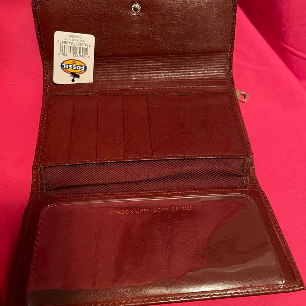 Fossil Wallet 7” X 4” Cognac Color - image 4